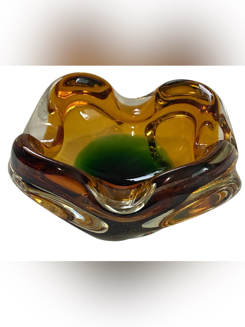 VINTAGE GLASS BOWL ASH TRAY DISH MID CENTURY